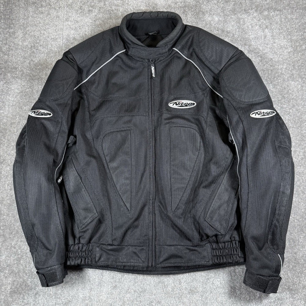 Nitro Racing Mesh Motorcycle Jacket Men's XXL Black Padded Liner Full Zip